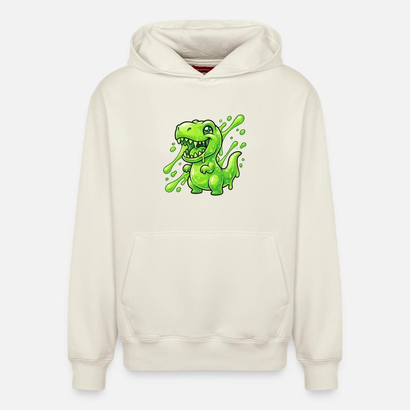 Dino vert blob - Sweat à capuche unisexe décontracté en coton biologique – de SPREAD - blanc cassé