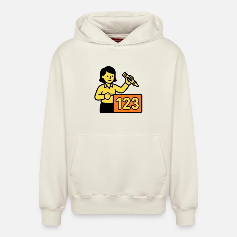 Enseignant Math 123 School - Sweat à capuche unisexe décontracté en coton biologique – de SPREAD - blanc cassé