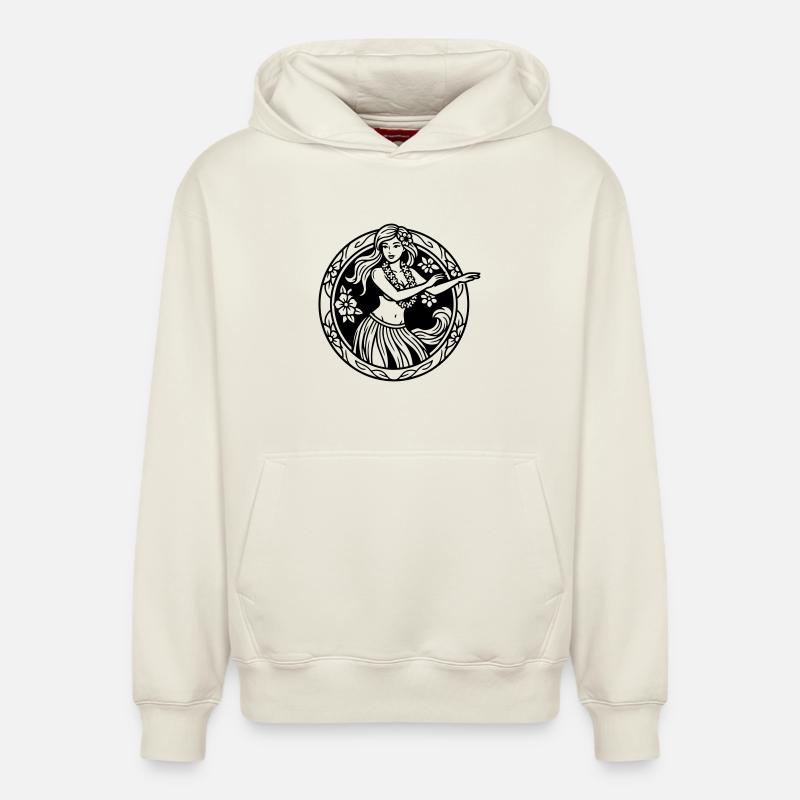 Hula-Mädchen - Relaxed Unisex Organic Hoodie – von SPREAD - Naturweiß