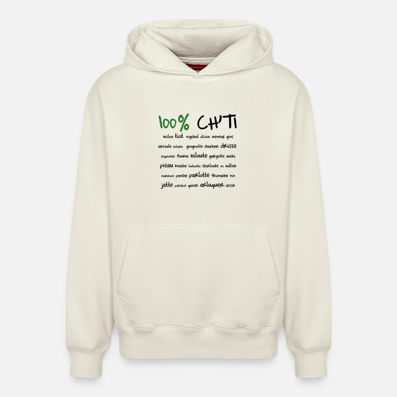 100% Ch'ti - Sweat à capuche unisexe décontracté en coton biologique – de SPREAD - blanc cassé