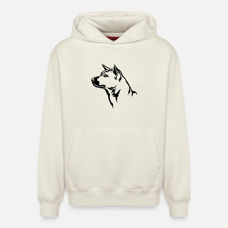 Thai Ridgeback Head - Sweat à capuche unisexe décontracté en coton biologique – de SPREAD - blanc cassé