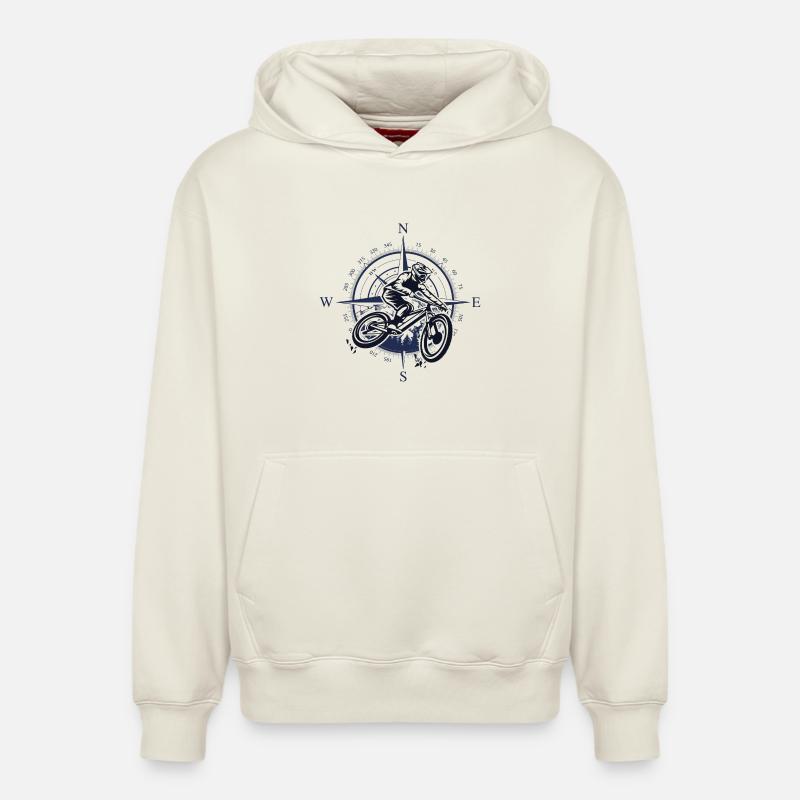 Moto Compass Rider - Sweat à capuche unisexe décontracté en coton biologique – de SPREAD - blanc cassé