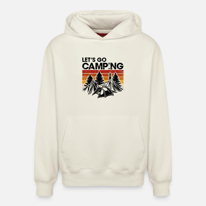 Silhouette Pines à Sunset Stripes - Sweat à capuche unisexe décontracté en coton biologique – de SPREAD - blanc cassé