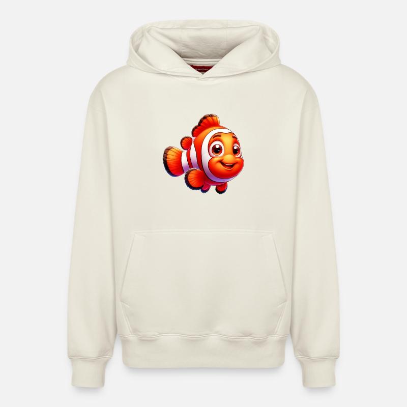 Poisson-clown - Sweat à capuche unisexe décontracté en coton biologique – de SPREAD - blanc cassé