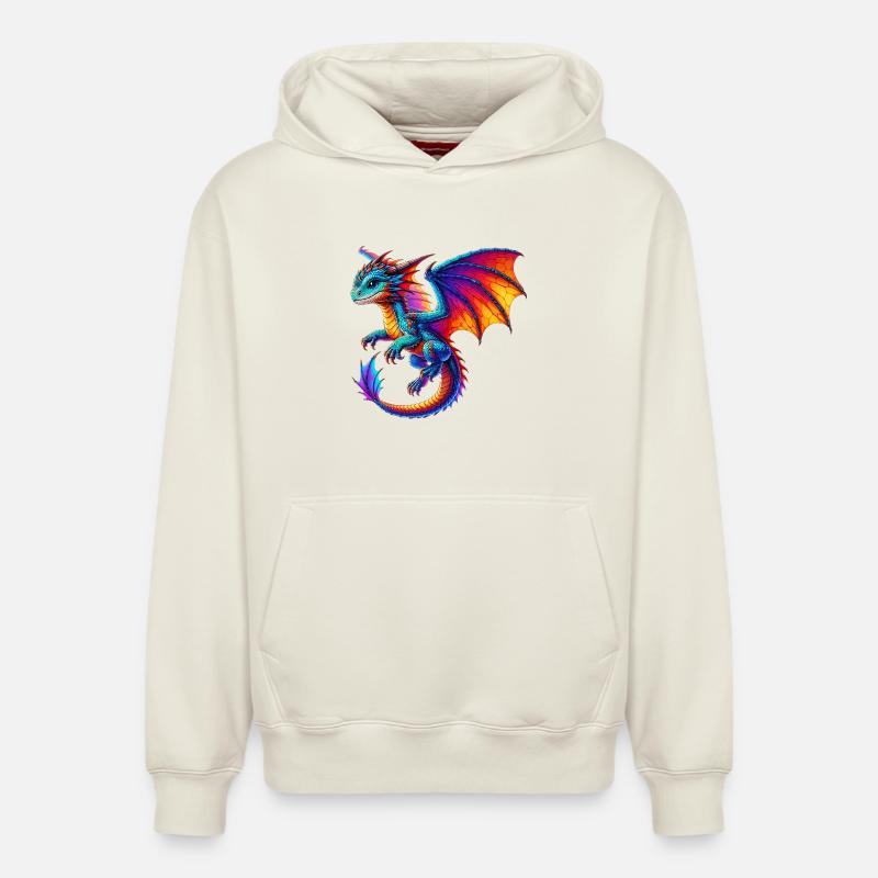 Dragon - Sweat à capuche unisexe décontracté en coton biologique – de SPREAD - blanc cassé