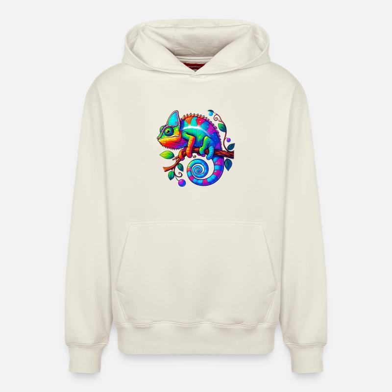 Caméléon - Sweat à capuche unisexe décontracté en coton biologique – de SPREAD - blanc cassé