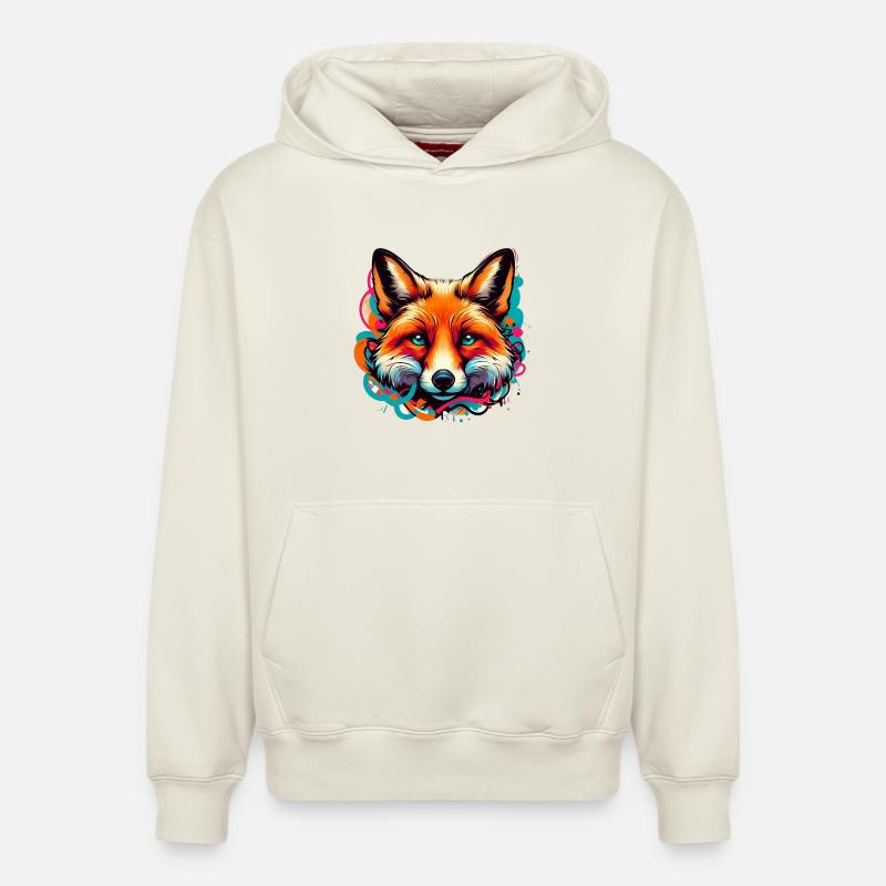 Renard - Sweat à capuche unisexe décontracté en coton biologique – de SPREAD - blanc cassé