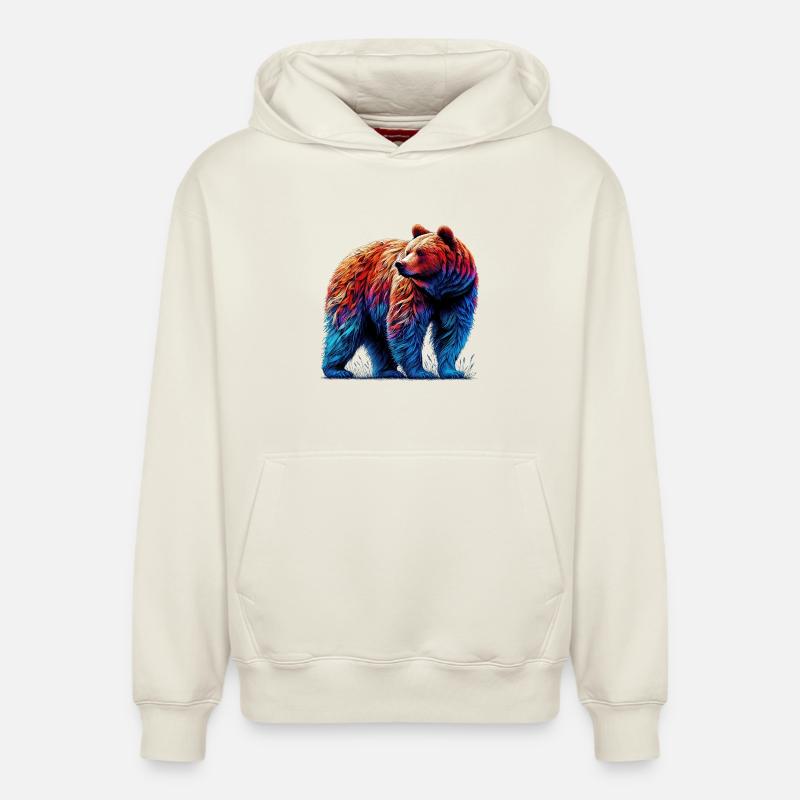 Ours - Sweat à capuche unisexe décontracté en coton biologique – de SPREAD - blanc cassé
