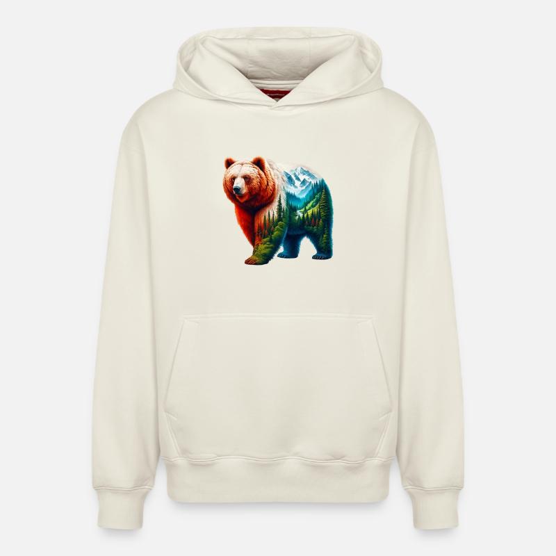 Ours - Sweat à capuche unisexe décontracté en coton biologique – de SPREAD - blanc cassé