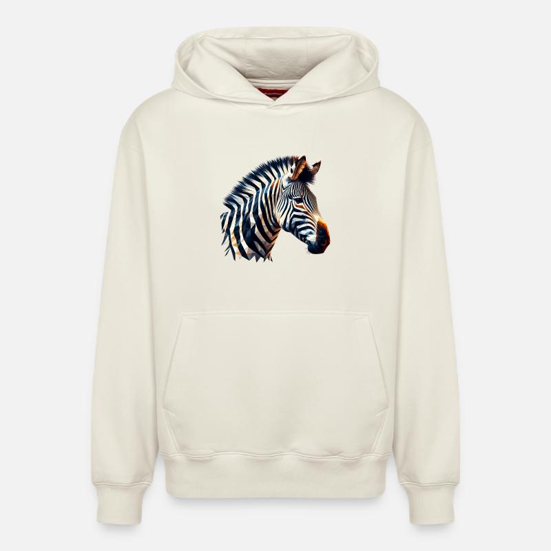 Zèbre polygonal - Sweat à capuche unisexe décontracté en coton biologique – de SPREAD - blanc cassé