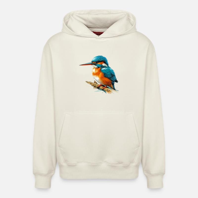 Martin-pêcheur - Sweat à capuche unisexe décontracté en coton biologique – de SPREAD - blanc cassé