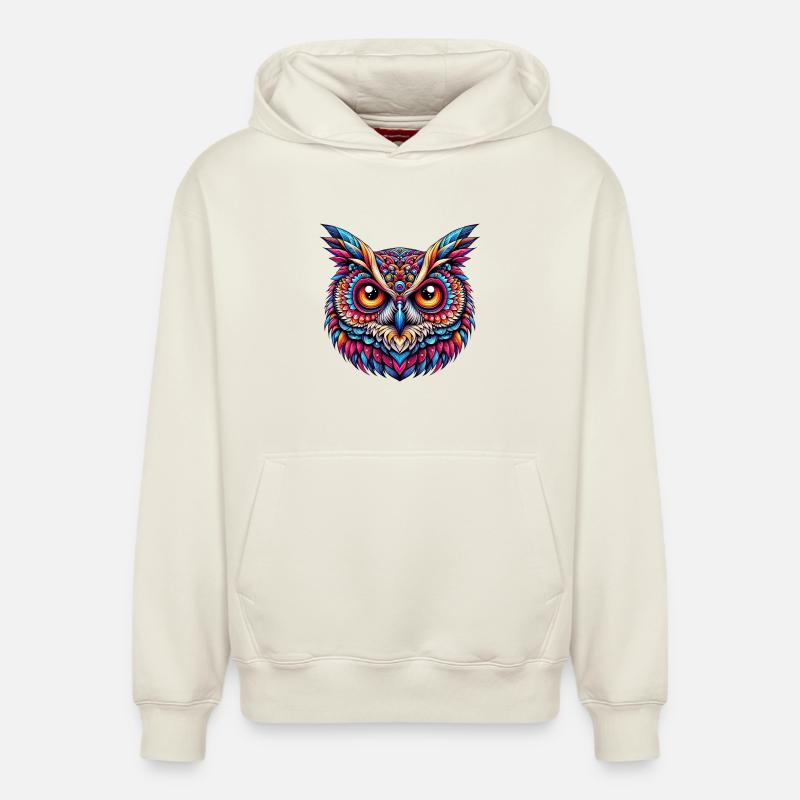 Hibou - Sweat à capuche unisexe décontracté en coton biologique – de SPREAD - blanc cassé