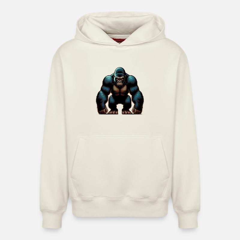 Gorille - Sweat à capuche unisexe décontracté en coton biologique – de SPREAD - blanc cassé