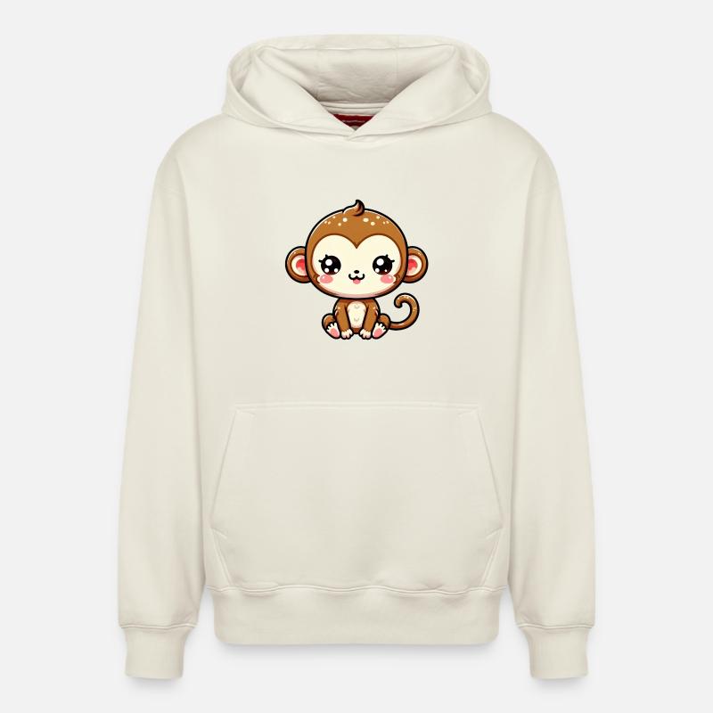 Singe - Sweat à capuche unisexe décontracté en coton biologique – de SPREAD - blanc cassé