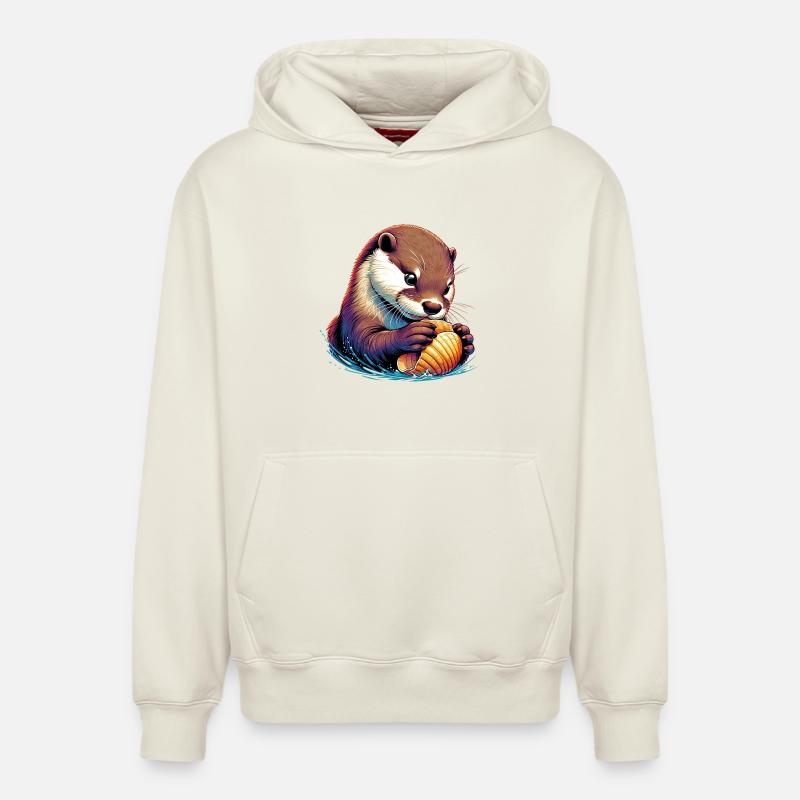Loutre - Sweat à capuche unisexe décontracté en coton biologique – de SPREAD - blanc cassé