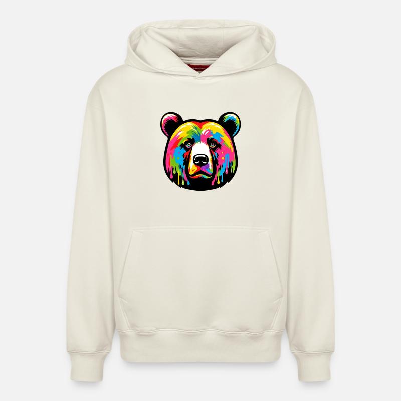 Ours - Sweat à capuche unisexe décontracté en coton biologique – de SPREAD - blanc cassé