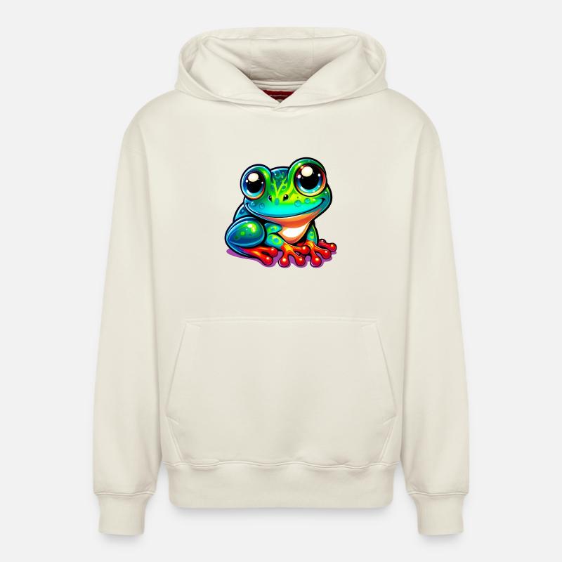 Grenouille - Sweat à capuche unisexe décontracté en coton biologique – de SPREAD - blanc cassé