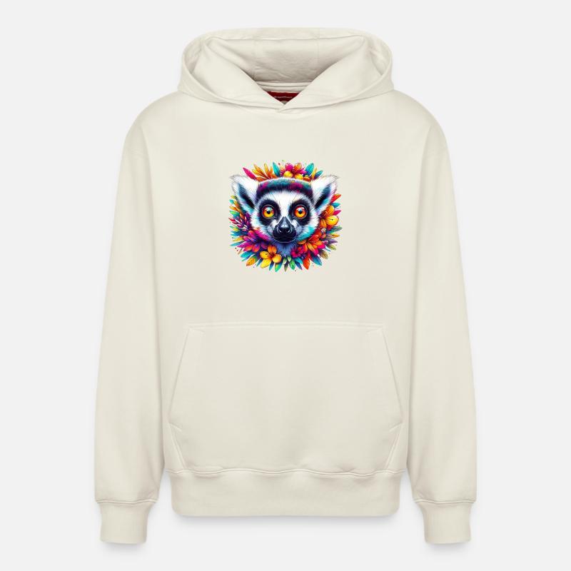 Lémurien - Sweat à capuche unisexe décontracté en coton biologique – de SPREAD - blanc cassé