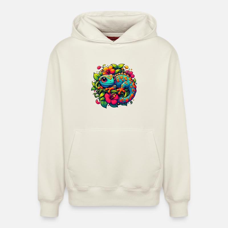 Gecko - Sweat à capuche unisexe décontracté en coton biologique – de SPREAD - blanc cassé