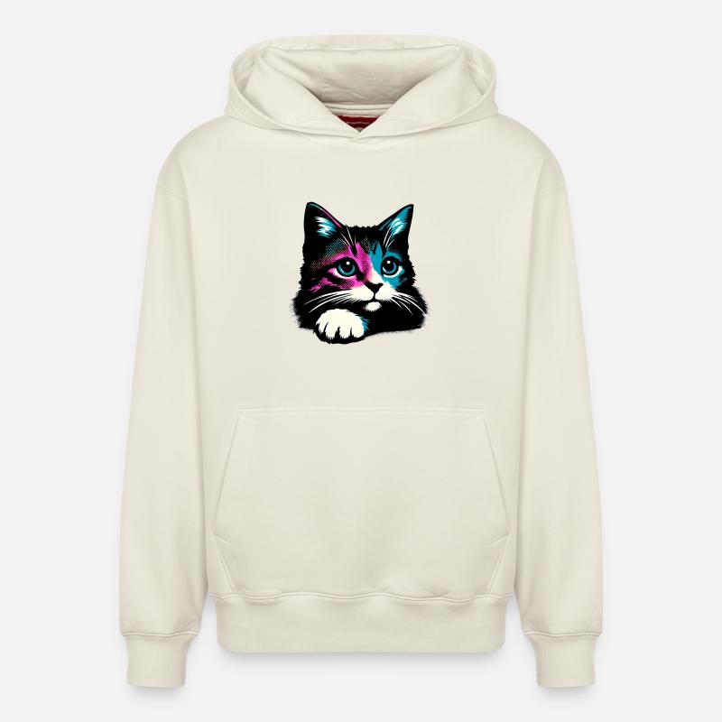 Chat - Sweat à capuche unisexe décontracté en coton biologique – de SPREAD - blanc cassé