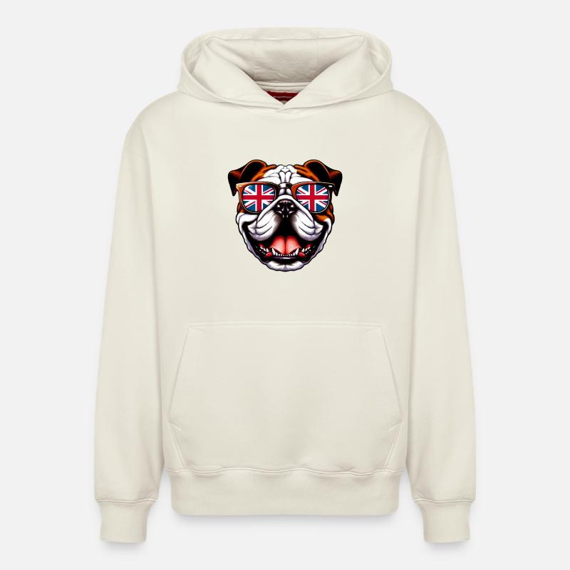 Bouledogue anglais Chien - Sweat à capuche unisexe décontracté en coton biologique – de SPREAD - blanc cassé