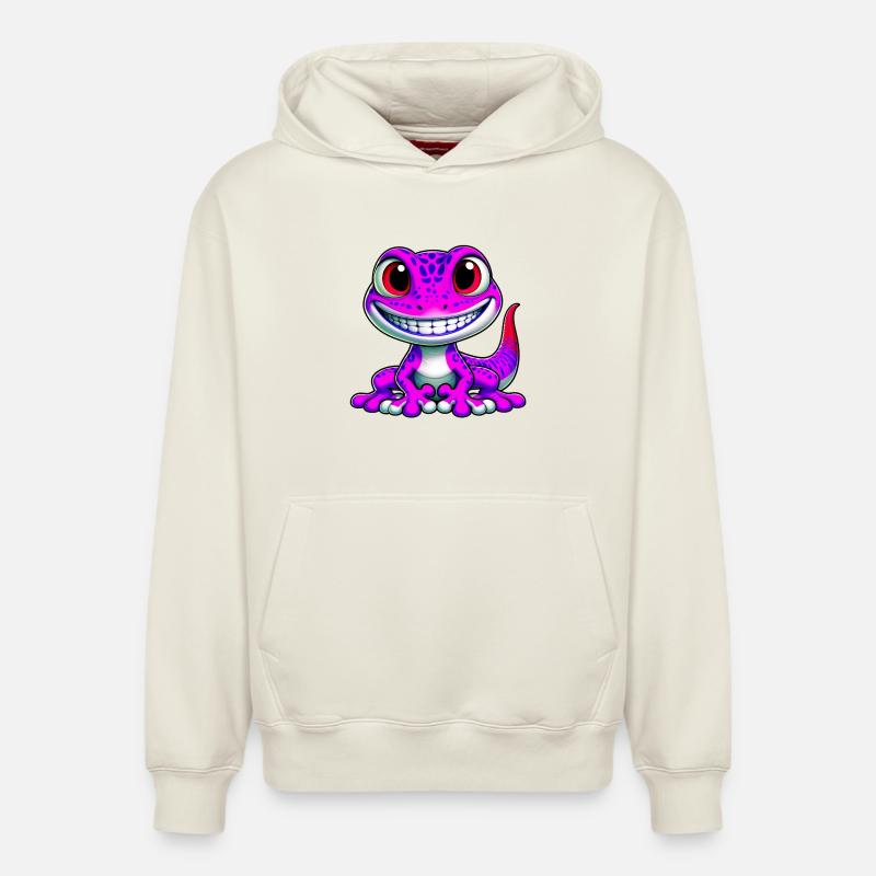 Gecko - Sweat à capuche unisexe décontracté en coton biologique – de SPREAD - blanc cassé