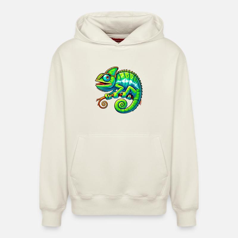 Caméléon - Sweat à capuche unisexe décontracté en coton biologique – de SPREAD - blanc cassé