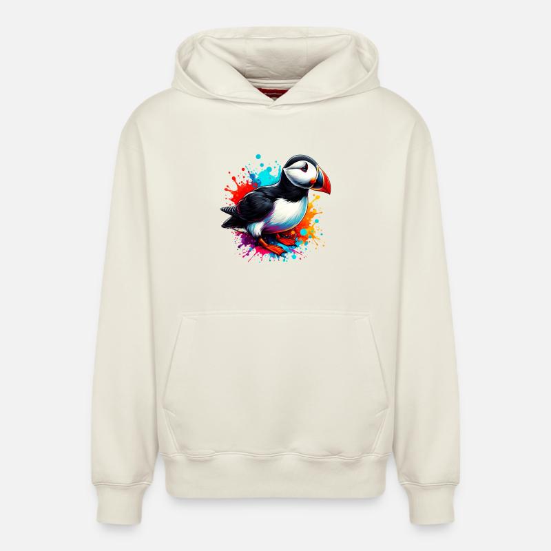 Macareux - Sweat à capuche unisexe décontracté en coton biologique – de SPREAD - blanc cassé