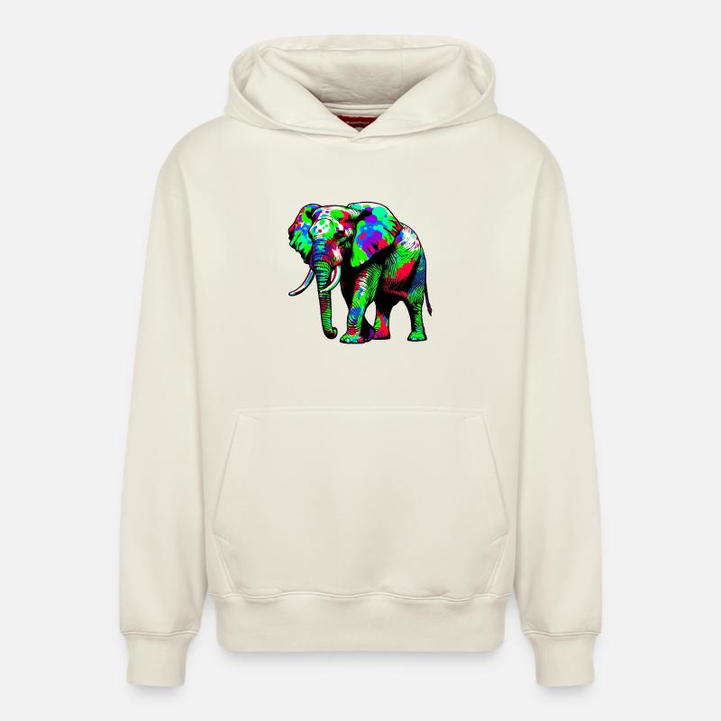 Éléphant - Sweat à capuche unisexe décontracté en coton biologique – de SPREAD - blanc cassé