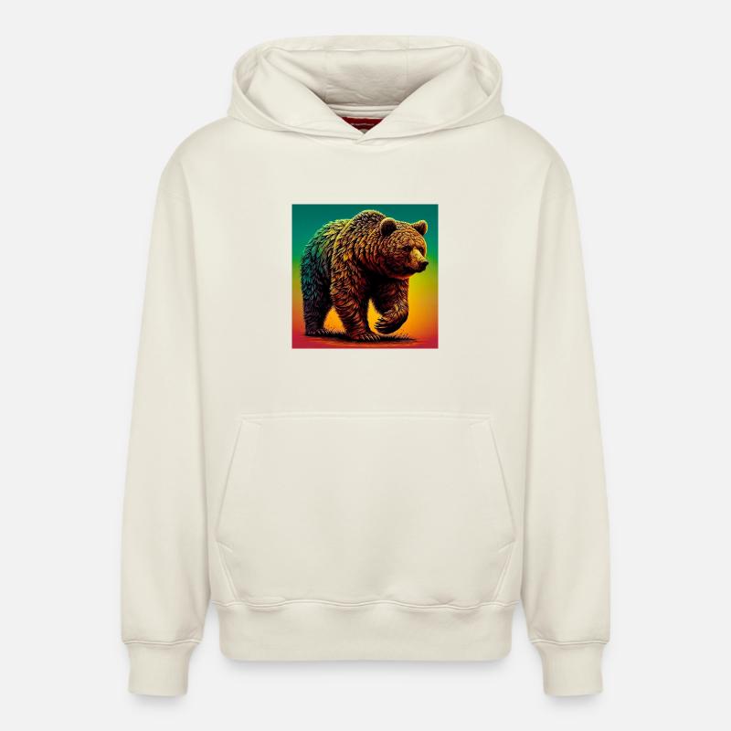 ours - Sweat à capuche unisexe décontracté en coton biologique – de SPREAD - blanc cassé