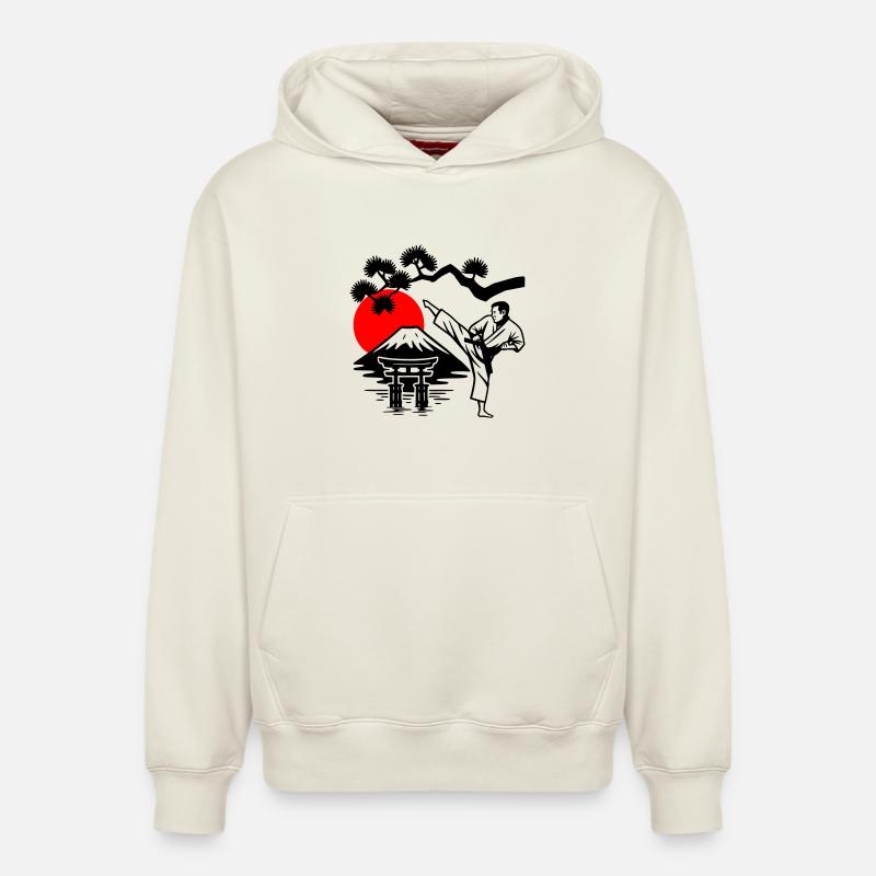 Karaté Nature - Sweat à capuche unisexe décontracté en coton biologique – de SPREAD - blanc cassé
