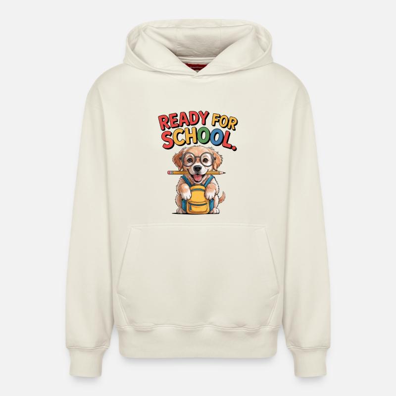 Chiot d’école - Sweat à capuche unisexe décontracté en coton biologique – de SPREAD - blanc cassé
