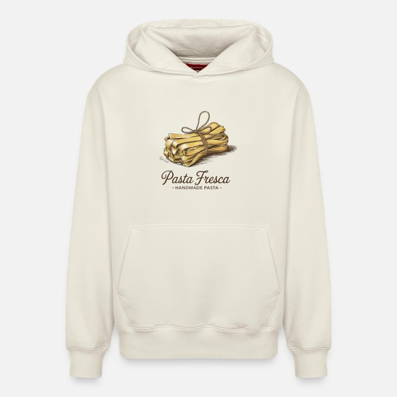 Pasta fresca – pâtes faites main - Sweat à capuche unisexe décontracté en coton biologique – de SPREAD - blanc cassé