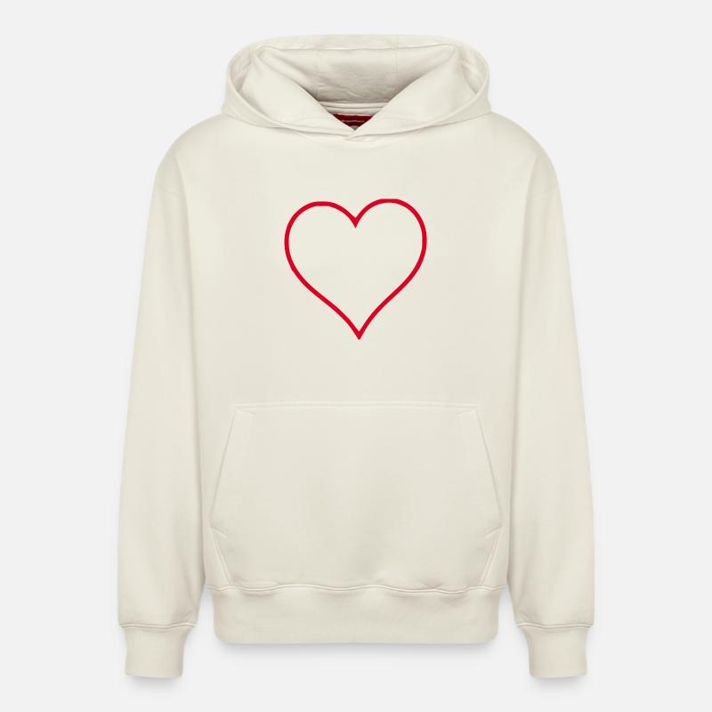 Saint-Valentin cœur rouge, st.valentin - Sweat à capuche unisexe décontracté en coton biologique – de SPREAD - blanc cassé