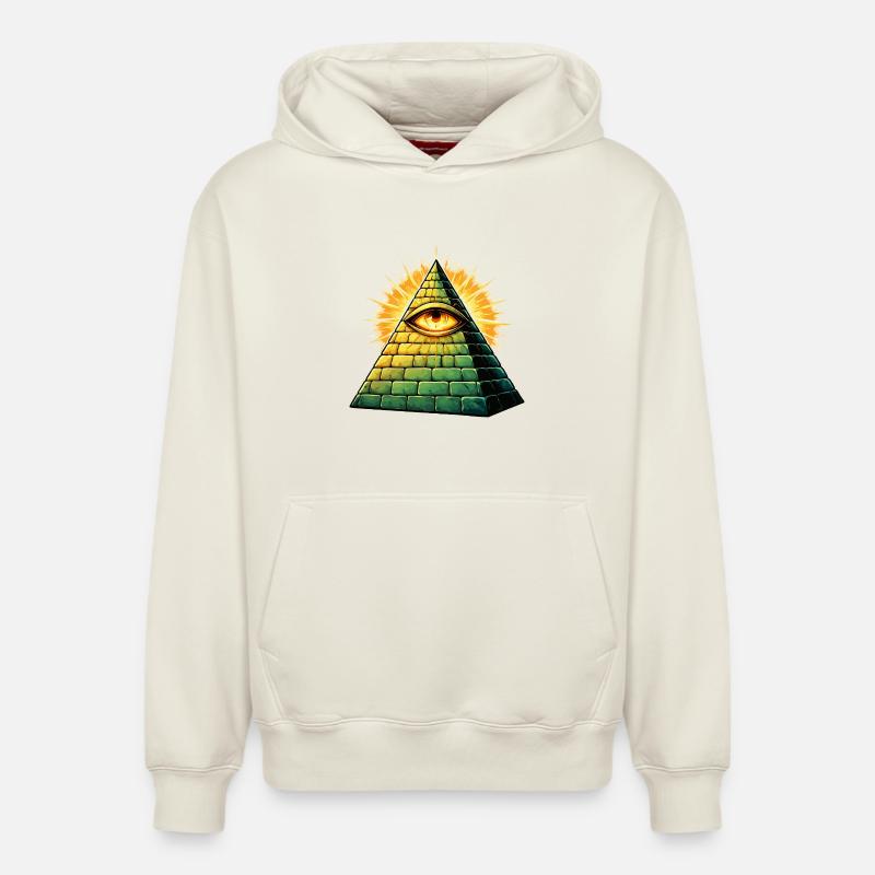 Pyramide des Illuminati - Sweat à capuche unisexe décontracté en coton biologique – de SPREAD - blanc cassé