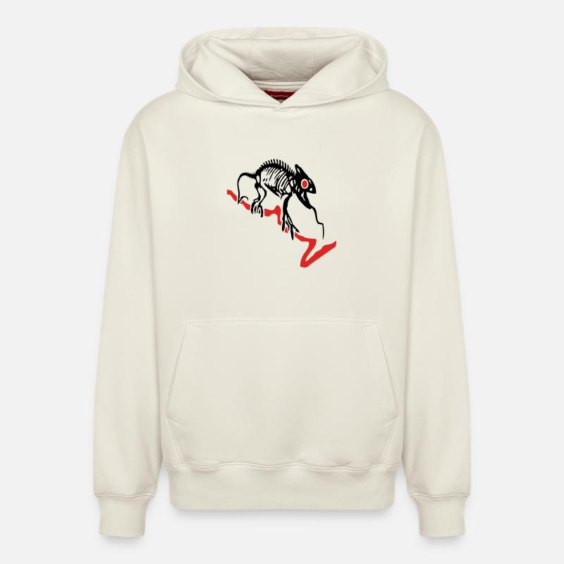 Gecko squelette - Sweat à capuche unisexe décontracté en coton biologique – de SPREAD - blanc cassé