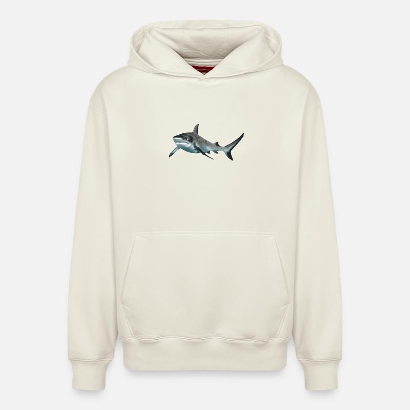 requin - Sweat à capuche unisexe décontracté en coton biologique – de SPREAD - blanc cassé