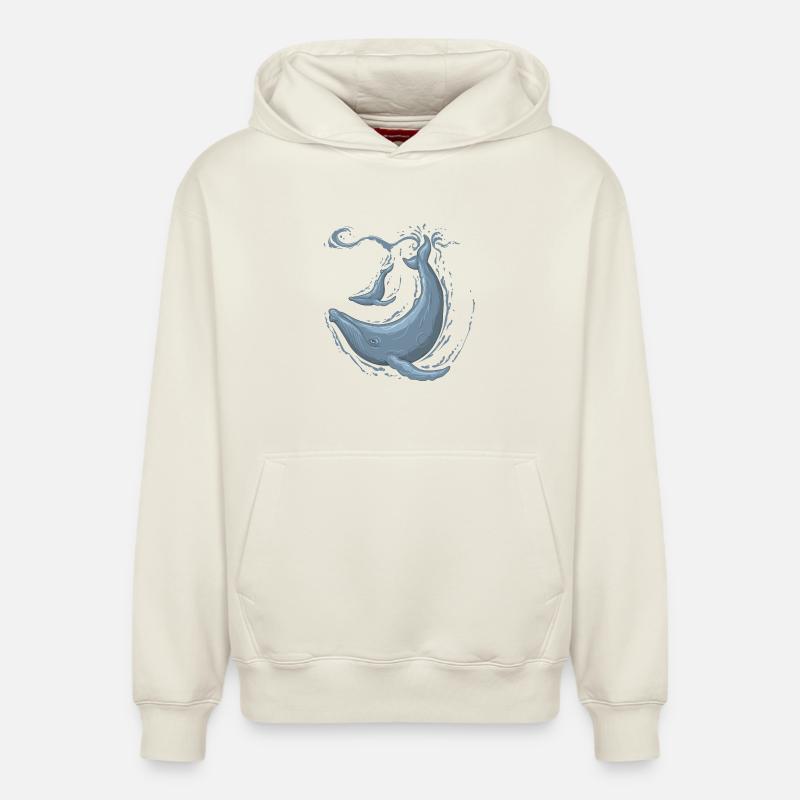 humpback - Sweat à capuche unisexe décontracté en coton biologique – de SPREAD - blanc cassé