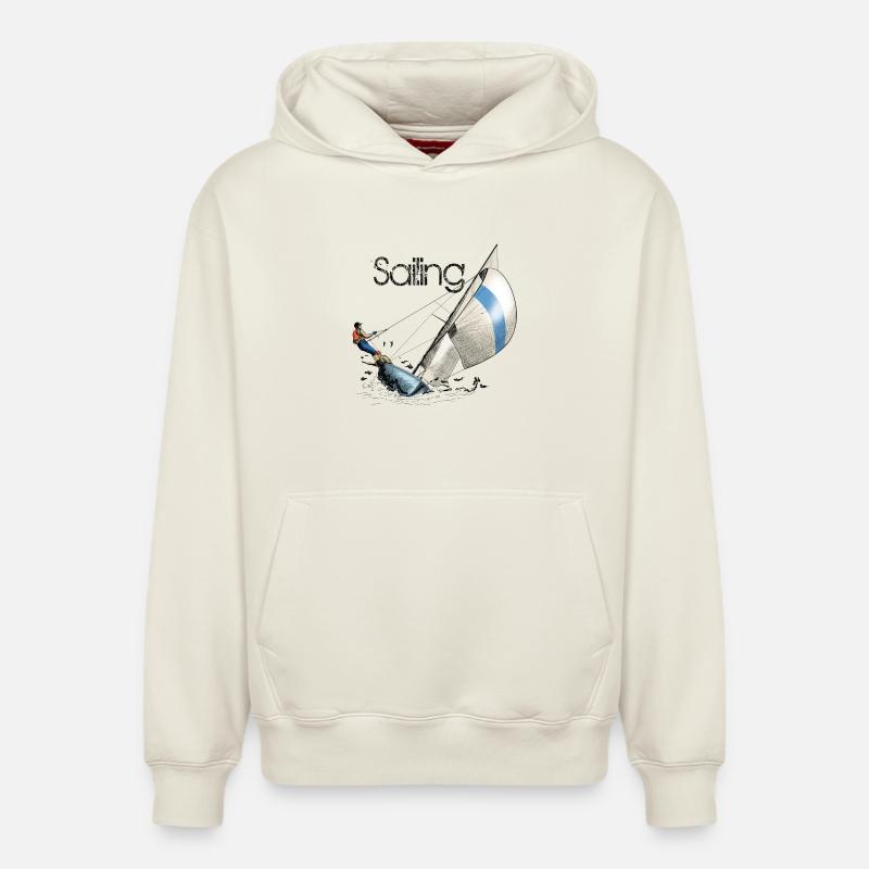 sailing - Sweat à capuche unisexe décontracté en coton biologique – de SPREAD - blanc cassé