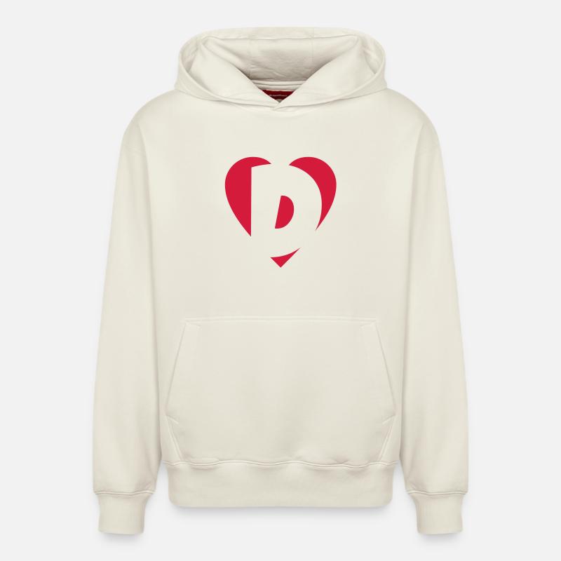 Cœur D - J'aime D - Sweat à capuche unisexe décontracté en coton biologique – de SPREAD - blanc cassé