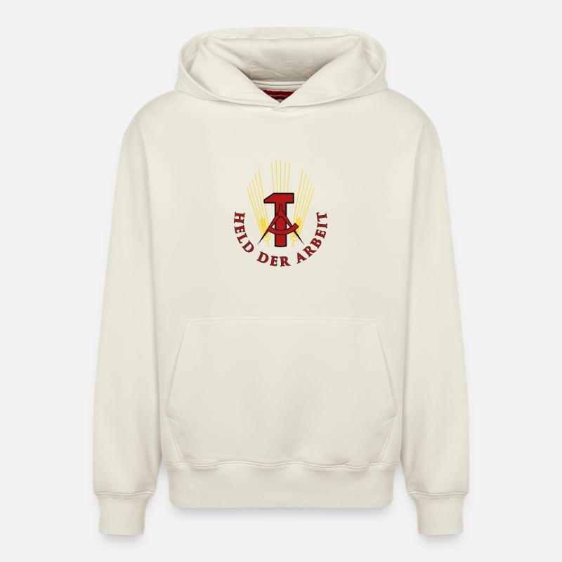 Held der Arbeit - Relaxed Unisex Organic Hoodie – von SPREAD - Naturweiß