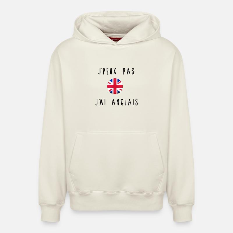 J'peux Pas J'ai Anglais Drapeau - Sweat à capuche unisexe décontracté en coton biologique – de SPREAD - blanc cassé