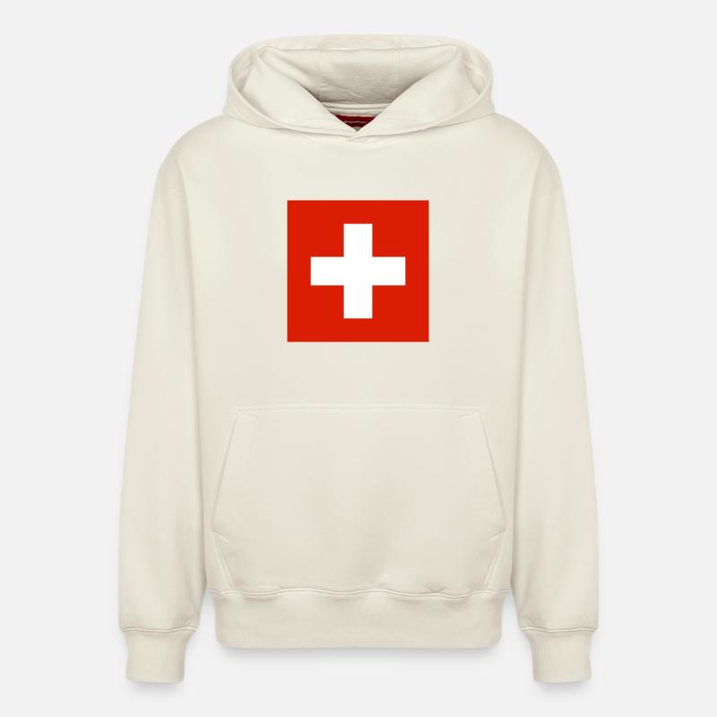 Suisse - Sweat à capuche unisexe décontracté en coton biologique – de SPREAD - blanc cassé