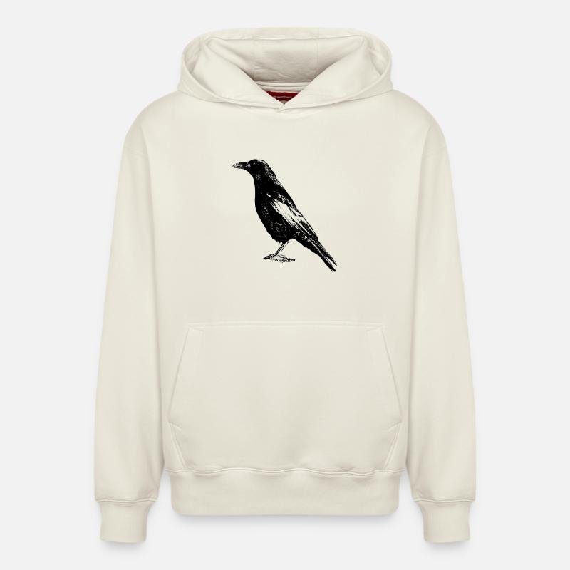 corbeau - Sweat à capuche unisexe décontracté en coton biologique – de SPREAD - blanc cassé