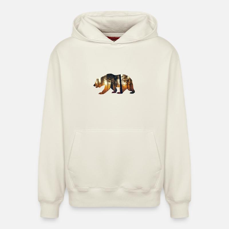 Ours - Sweat à capuche unisexe décontracté en coton biologique – de SPREAD - blanc cassé
