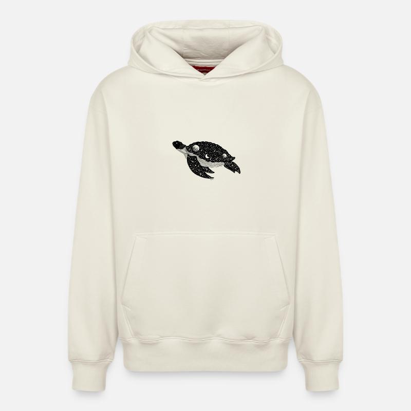 Tortue Silhouette Nocturne - Sweat à capuche unisexe décontracté en coton biologique – de SPREAD - blanc cassé