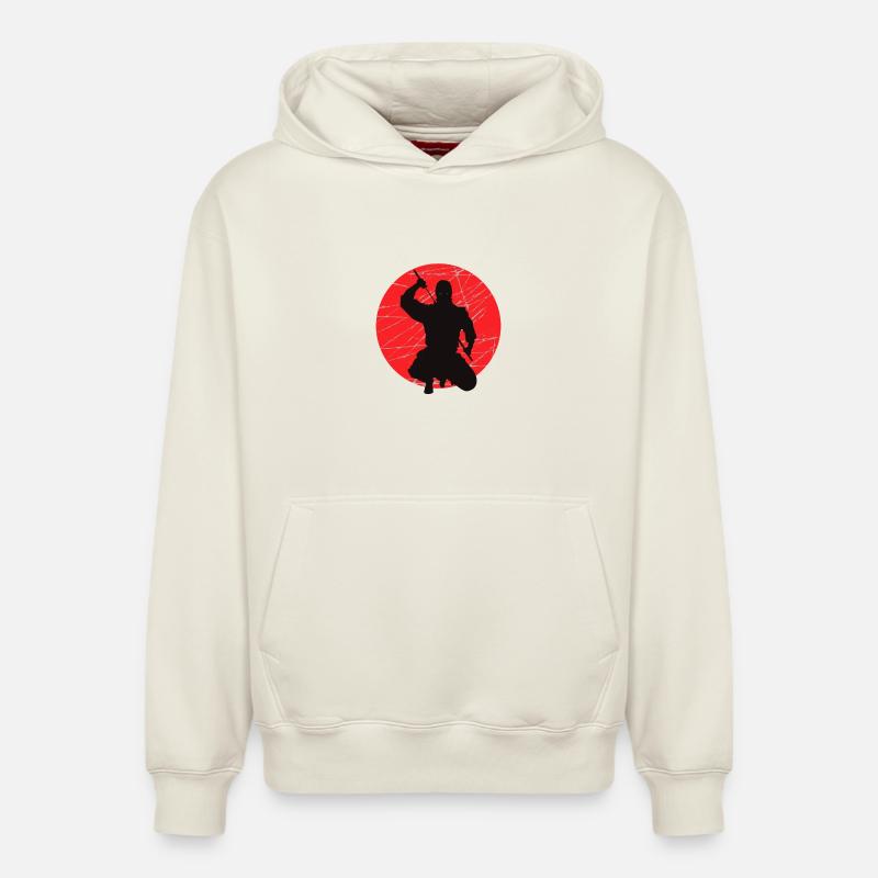 ninja - Sweat à capuche unisexe décontracté en coton biologique – de SPREAD - blanc cassé
