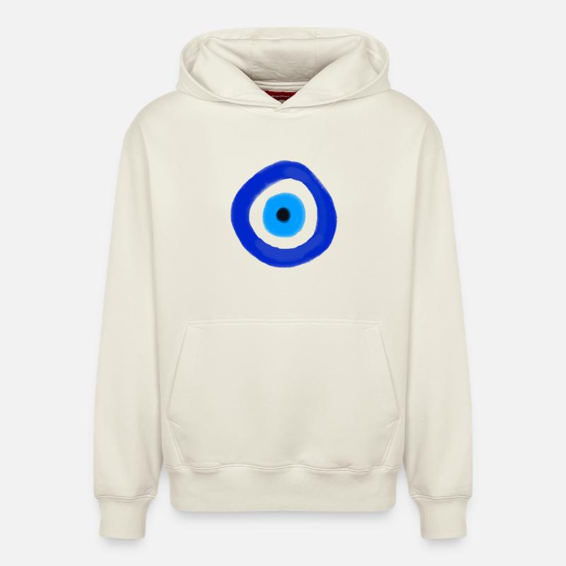Œil Orbite Bleue Résumé - Sweat à capuche unisexe décontracté en coton biologique – de SPREAD - blanc cassé