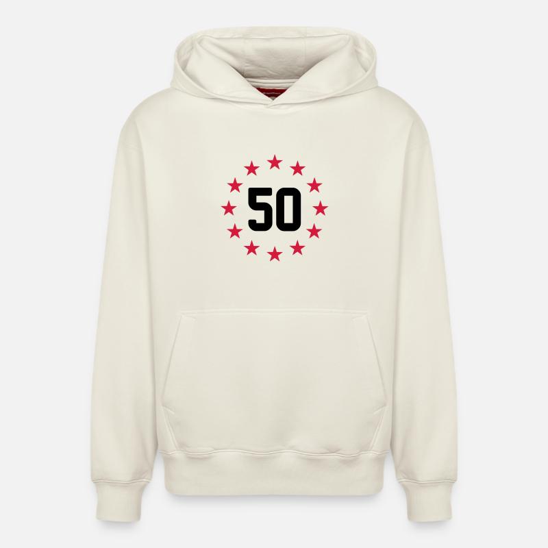 50 ans - Sweat à capuche unisexe décontracté en coton biologique – de SPREAD - blanc cassé