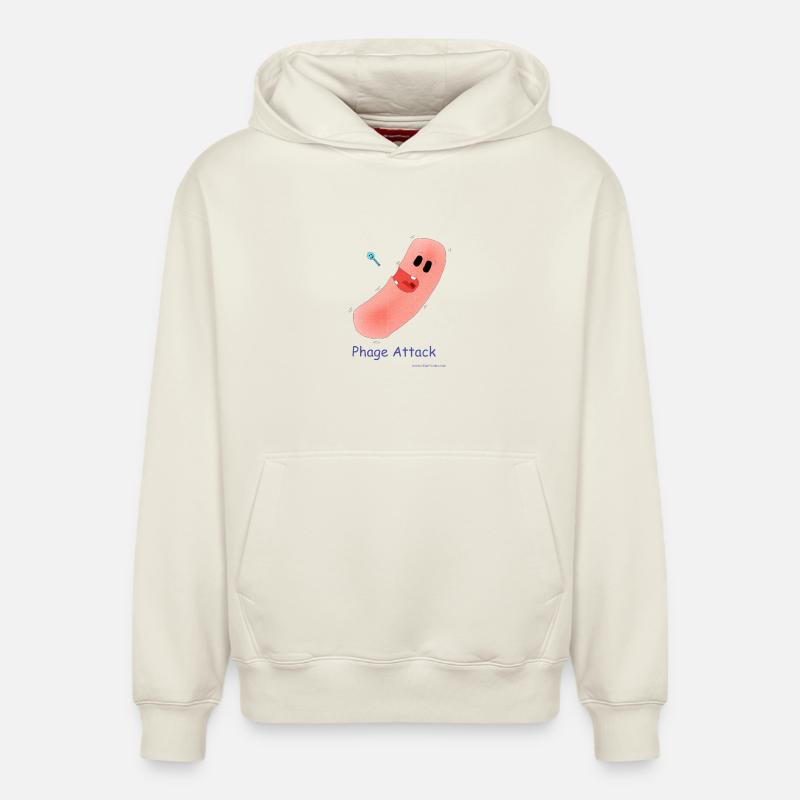 Phage Attack - Bacteria & Bacteriophage - Relaxed Unisex Organic Hoodie – by SPREAD - off white